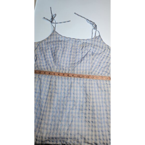 Madewell Sundress Women’s Size 14 Sleeves Plaid White/Blue Lined Midi - Picture 8 of 12